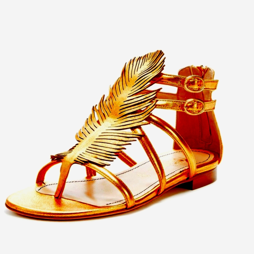 Jerome C. Rousseau Tan Leather Cult Feather Sandal
